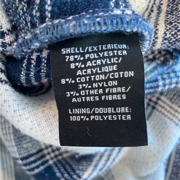 BAGATELLE Collection Plaid Brushed Shacket Womens Small Oversized Fuzzy Blue - Picture 11 of 15